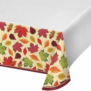 Fall Leaves Thanksgiving 54 x 102 Plastic Tablecover - Picture 1 of 3