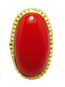 Anillos de coral rojo enchapados en oro hechos a mano joyas de piedras preciosas raras anillo grande tamaño-5,5 - Imagen 1 de 4