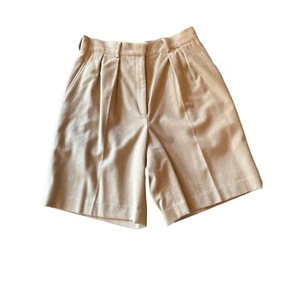 Vintage J. Crew Khaki Wool Felt Winter Shorts Size 14 Made in USA - Picture 1 of 5