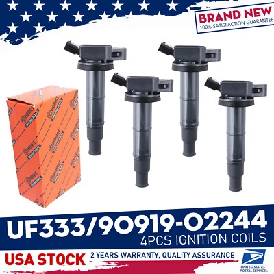 Black Durable 4pcs Ignition Coil 90919-02244 For Toyota Corolla 2009-2010 UF333 - Image 1 of 4