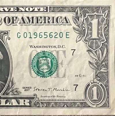 Birthday Note One Dollar Bill June 20th 1965 Happy Birthday! 01965620 - Image 1 of 2