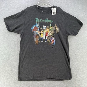 NWT Rick & Morty Mens T-Shirt Medium M Gray Short Sleeve Camisa Graphic Print - Picture 1 of 9