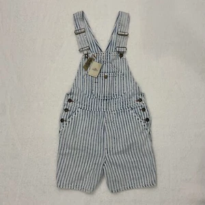SZ XXS | Cute Faherty Topsail Railroad Stripe Cut Off Overall Shortalls NWT $158 - Picture 1 of 8