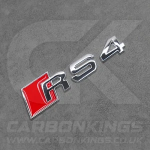 Audi RS4 Silver Chrome Boot Rear Badge Letters Logo Emblem S 4A 8D 8E 8H 8W - Picture 1 of 4