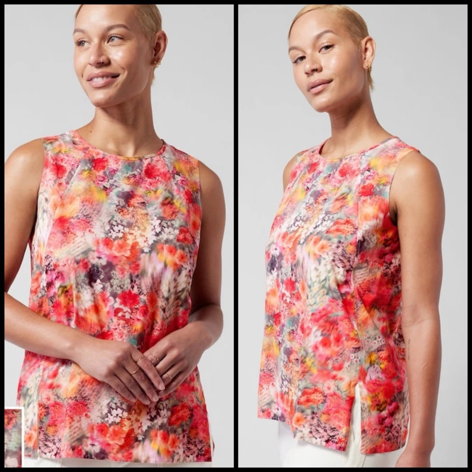 Athleta Top Women's Zephyr Refined Printed Floral Tank Plus Art to Wear L