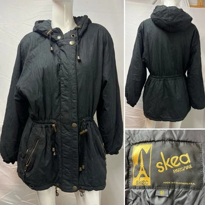 SKEA Paris Mujeres 8 Negro Con Capucha Cintura Ajustada Esquí Nieve Invierno Abrigo Chaqueta De Colección Foto 1 de 4