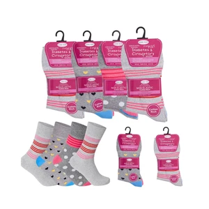 Womens Diabetic Socks Ladies Non Elastic Loose Top Soft Grip Cotton Rich 4-8 - Picture 1 of 4