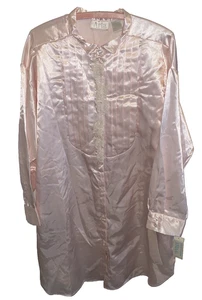Camicia da notte vintage ARIA stile raso rosa pastello pizzo M nuova con etichetta AM&A’s - Foto 1 di 15
