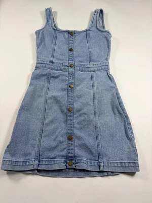 Mini Vestido Michael Kors Denim Lavado a Piedra Cremallera Trasera Imitación Botones Abrazo Talla Pequeña Foto 1 de 4