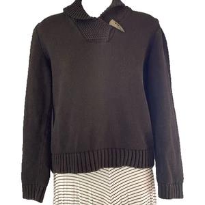 Ralph Lauren Vintage Black 100% Cotton Cowl Neck Sweater – Size Large - Picture 1 of 4