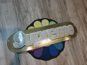 Supreme Bling Box Logo Gold Skate Deck Skateboard SS22 Brand New In Plastic - Picture 1 of 2