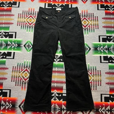 Gap 70s High Rise Flare Corduroy Pants Womens 16 Tall Black Stretch Jeans B7 - Image 1 of 4