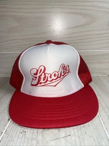 Sombrero de camionero vintage Stroh's Beer Snapback malla rojo y blanco GRAN FORMA - Imagen 1 de 8