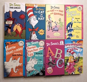Vintage Dr. Seuss Cartoons VHS Lot Cat in the Hat Grinch ABC Horton Lorax Yertle - Picture 1 of 12