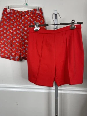 2 VTG 60's 70's short shorts lucky Britches 28” waist 100% NY red floral sexy - Image 1 of 4