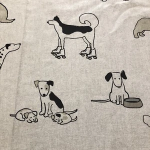 Kris Ruff Dogwood Street Shower Curtain Beige Gray Dog Puppies 100% Cotton - Picture 1 of 7