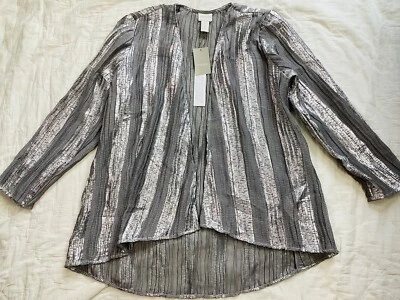 Chico’s Jacket 0 (Small) NWT Sparkle Texture Open Front Dressy Gray Silver - Image 1 of 4