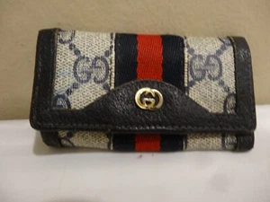 GUCCI Vintage Blue GG Monogram 4 Key Holder Case - Picture 1 of 5