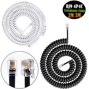 2M/3M Telephone Spiral Wire Four Core Phone Handset Curly Cord Cable RJ9 4P4C - Zdjęcie 1 z 15