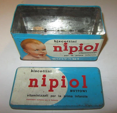 Scatola di latta Biscottini Nipiol Vitaminizzati SPESE GRATIS - Immagine 1 di 3
