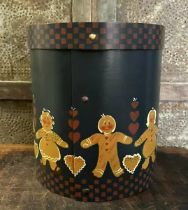 LG Primitive Blau Rot Holz Küche Speisekammer Box mit Handbemalten Lebkuchen Männer - Bild 1 von 8