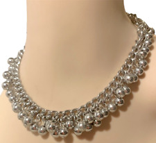 Ann Taylor Silver Ball Cluster Chain Linked Necklace Chunky Signed