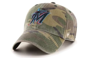 ‘47 Brand Men's Miami Marlins MLB Camo Clean Up Adjustable Hat - Size: OSFA - Picture 1 of 4