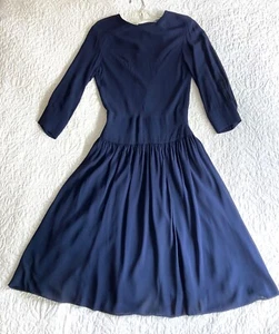 Vintage Chanel Navy Silk Chiffon Dress – S – Very Good Condition - Picture 1 of 6