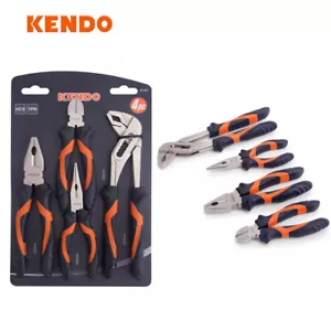 Kendo Pro 4PCS Long Pliers Multifunctional Cable Wire Stripper Cutter Hand Tools - Picture 1 of 4