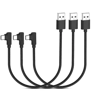 1Ft Right Angle USB C Cable Fast Charging, 3 Pack 90 Degree USB a to USB Type C  - Picture 1 of 12