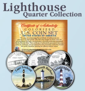 Historische amerikanische offizielle Leuchttürme US Statehood Quarters 3-Münzen-Set #3 - Bild 1 von 1