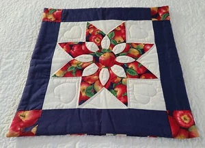 Handmade Apple Screen-Print w/Applique Dahlia Wall Hanging/Centerpiece - 18.5" S - Picture 1 of 4