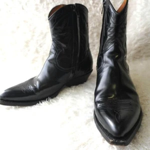 Saint Laurent Western Boots Leather Shoes Stitchwork Black Women's US5 / JP22 EX - Picture 1 of 19