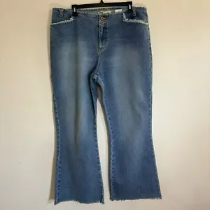 Faded Glory Jeans Women’s Y2K Stonewashed No Waist High Rise 2 Button Flare 16 - Picture 1 of 10