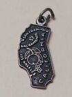 California State Map Vintage Sterling Silver Charm Pendant  