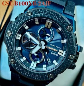 Casio G-Shock G-STEEL GST-B100XB Black Blue Stainless Steel Carbon Men's Watch a - Picture 1 of 8