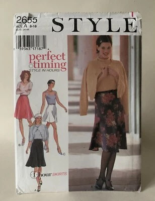 Style Uncut Factory Folded Skirt Sewing Pattern 2655 In Four Ways Size 8-18 - Image 1 of 4