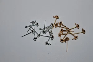 Lot de 10,20..clous 50%argentés / 50%dorés demi boule, création boucle d'oreille - Picture 1 of 6