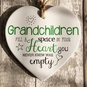 Grandchildren verse large ceramic heart plaque gift 288114 - Picture 1 of 3