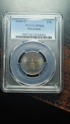 2000 D Maryland State Quarter 25C PCGS MS66 Beautiful Toning                3187 - Image 1 of 4