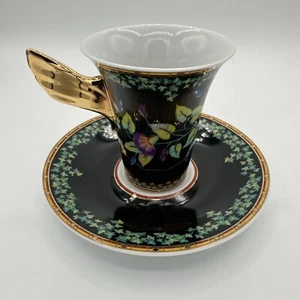 Vintage Rosenthal Set of 4 Tea Cups & Saucers Versace Gold Ivy Bone China - Picture 1 of 20