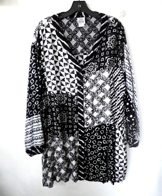 Together Shacket topper XL Black/White rayon patchwork A-Line pockets Pre-Loved - Image 1 of 4