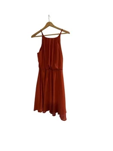 Miami Womens Small Dress Short Mini Pumpkin M Fit & Flare Spaghetti Strap  - Picture 1 of 4