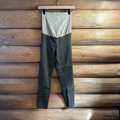 Motherhood Womens Maternity Size Small Full Panel Pull Pants Olive Green - Image 1 of 4