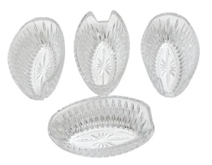 Lote/4 soportes para utensilios de tenedor cuchara de vidrio transparente Princess House #843 5 1/4" - Imagen 1 de 5