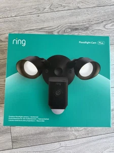 Ring Security Camera Floodlight Cam Wired Plus 1080P HD Video, Black flood light - Picture 1 of 3