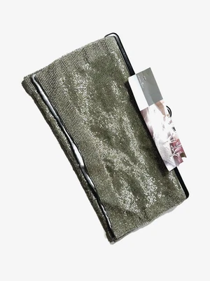 Christmas Luxe Silver Gray Beaded Decorated Long Table Charger Cover Runner New - Image 1 of 3