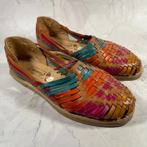 Artesanias Chavez Womens Handmade Leather Huarache Sandals Made in Mexico Size 5 - Picture 1 of 9
