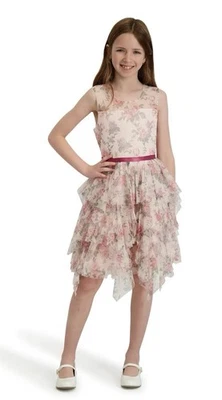 Vestido Kensie Niña Floral Malla Sin Mangas Volantes Foto 1 de 4