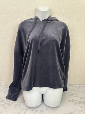 DKNY Sport Hoodie Black Velvet Plush Velour Pullover Sweatshirt Top Size M G - Image 1 of 4